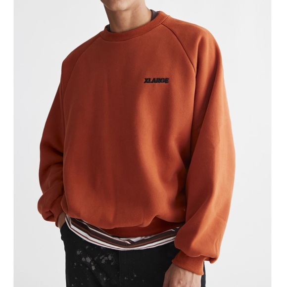 NWT! XLARGE Raglan Crew Neck Sweatshirt Large Brown/ Orange - Picture 1 of 9